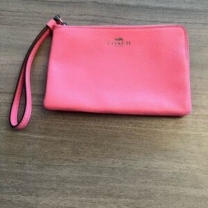 Coach Vibrant Pink Wristlet Lightly Used